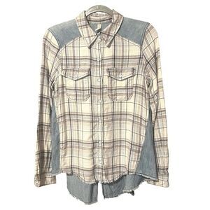 Free People Road Trip Flannel Western Cowgirl Shirt Sz S Preowned